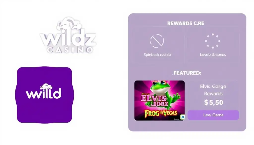 Wildz Casino logo and rewards program featuring Elvis Frog in Vegas Wildz Casino logo and rewards program featuring Elvis Frog in Vegas